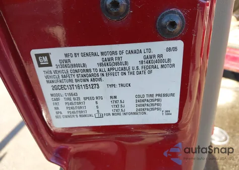 2006 Chevrolet Silverado 1500 Lt3 z USA, uszkodzony, nr VIN 2GCEC13T161151273